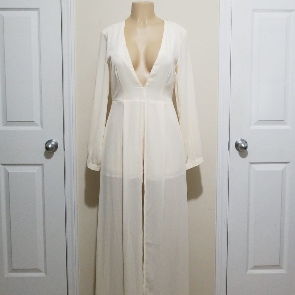 V Neck Chiffon Maxi Romper